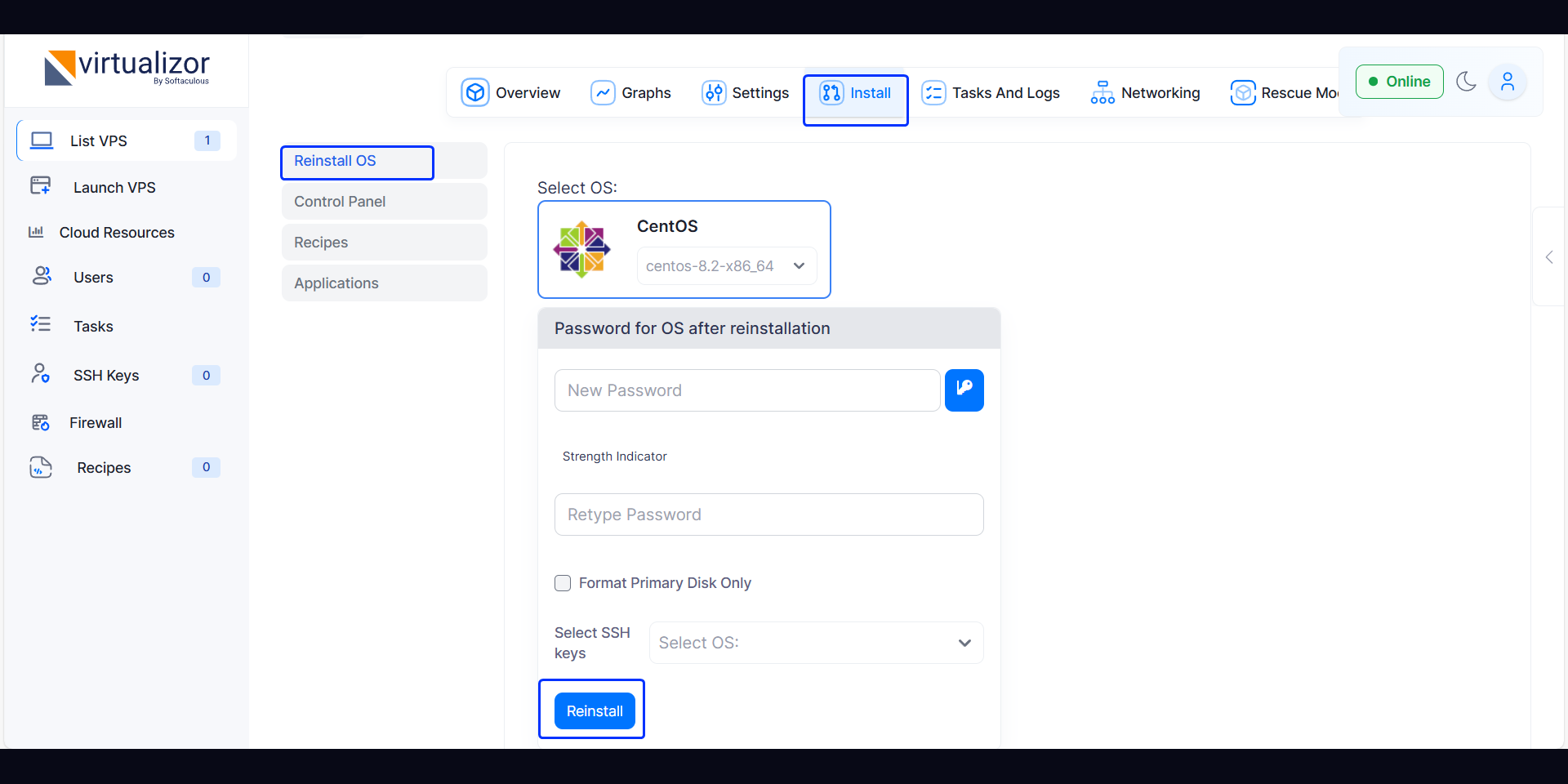 Virtualizor rebuild preview